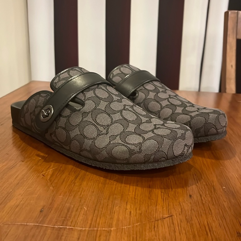 Coach New York Signature Clog Shoes new Charcoal Black Men’s Size 13 - Picture 2 of 16